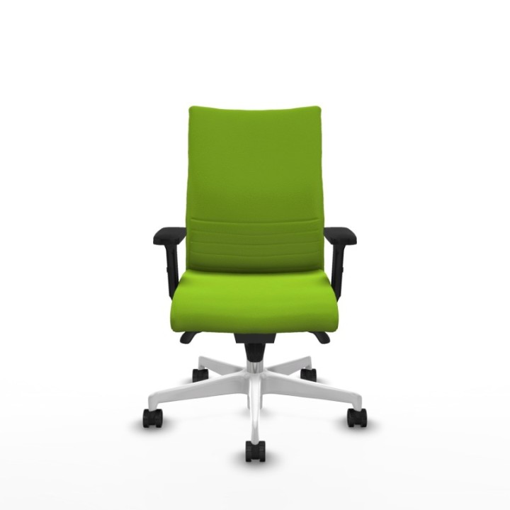 Albacete confidente sincro similpiel pistacho brazos 2D base blanca ruedas 65 mm nailon