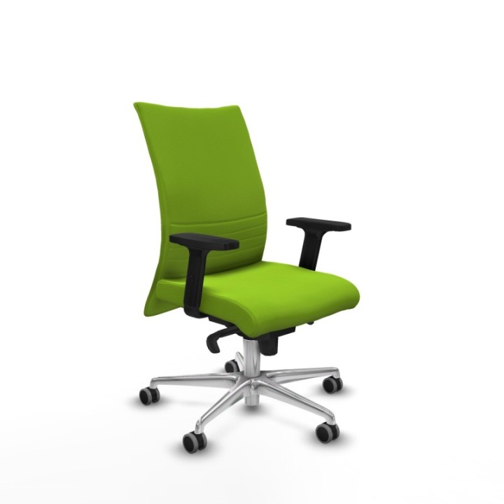 Albacete confidente sincro similpiel pistacho brazos 2D base aluminio ruedas 65mm engomadas