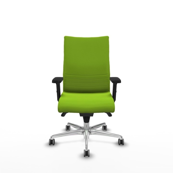 Albacete confidente sincro similpiel pistacho brazos 2D base aluminio ruedas 65mm engomadas