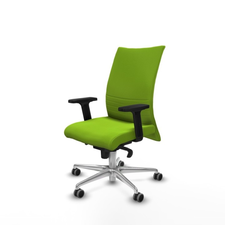 Albacete confidente sincro similpiel pistacho brazos 2D base aluminio ruedas 65mm engomadas