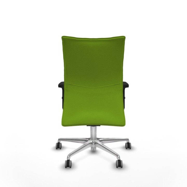 Albacete confidente sincro similpiel pistacho brazos 2D base aluminio ruedas 65mm engomadas