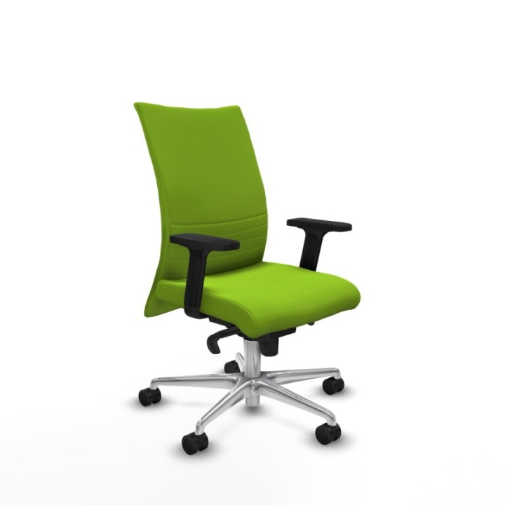 Albacete confidente sincro similpiel pistacho brazos 2D base aluminio ruedas 65 mm nailon