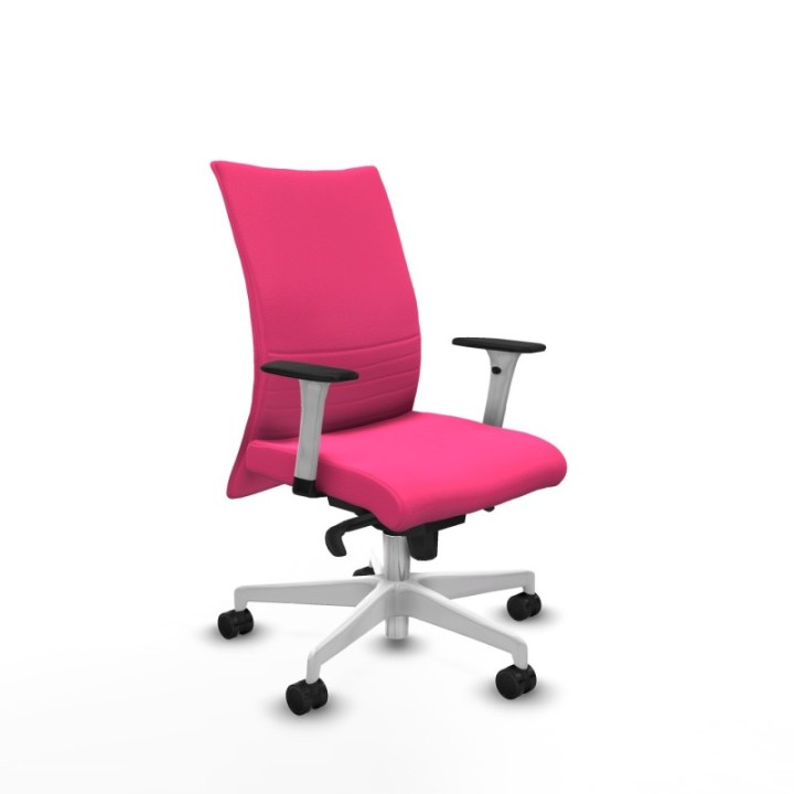 Albacete confidente sincro similpiel rosa brazos 1D blancos base blanca ruedas 65 mm nailon