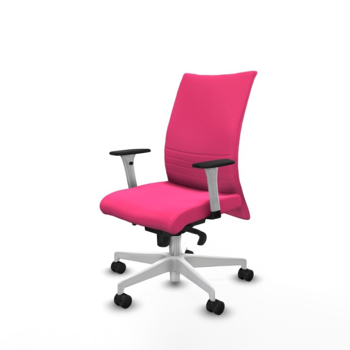 Albacete confidente sincro similpiel rosa brazos 1D blancos base blanca ruedas 65 mm nailon