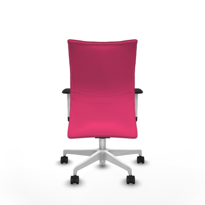 Albacete confidente sincro similpiel rosa brazos 1D blancos base blanca ruedas 65 mm nailon