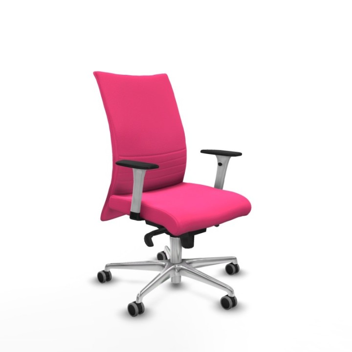 Albacete confidente sincro similpiel rosa brazos 1D blancos base aluminio ruedas 65mm engomadas