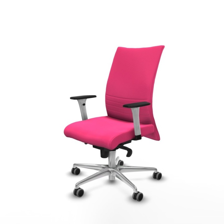 Albacete confidente sincro similpiel rosa brazos 1D blancos base aluminio ruedas 65mm engomadas