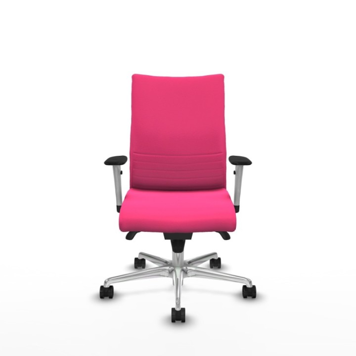 Albacete confidente sincro similpiel rosa brazos 1D blancos base aluminio ruedas 65 mm nailon