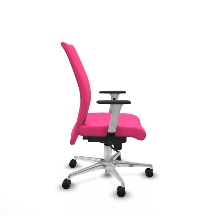 Albacete confidente sincro similpiel rosa brazos 1D blancos base aluminio ruedas 65 mm nailon