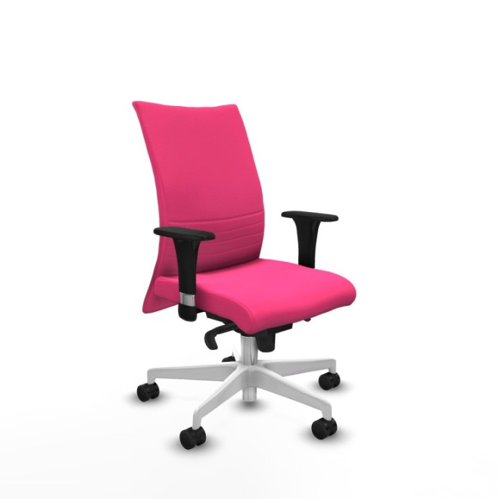 Albacete confidente sincro similpiel rosa brazos 1D base blanca ruedas 65 mm nailon