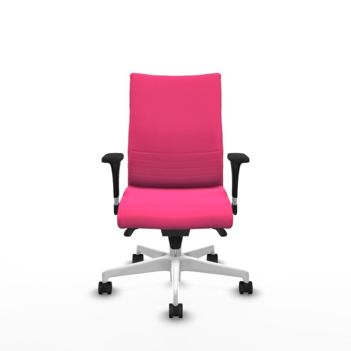 Albacete confidente sincro similpiel rosa brazos 1D base blanca ruedas 65 mm nailon