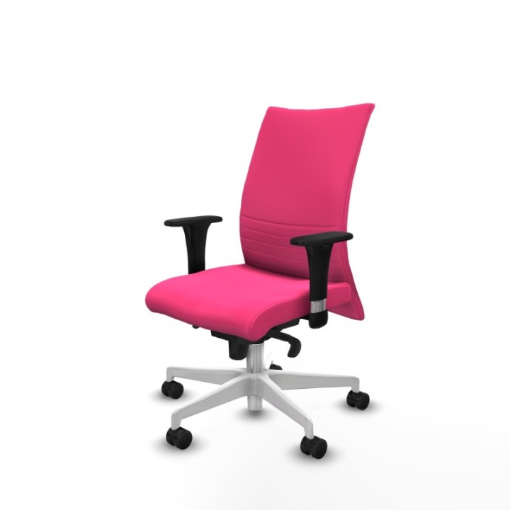 Albacete confidente sincro similpiel rosa brazos 1D base blanca ruedas 65 mm nailon