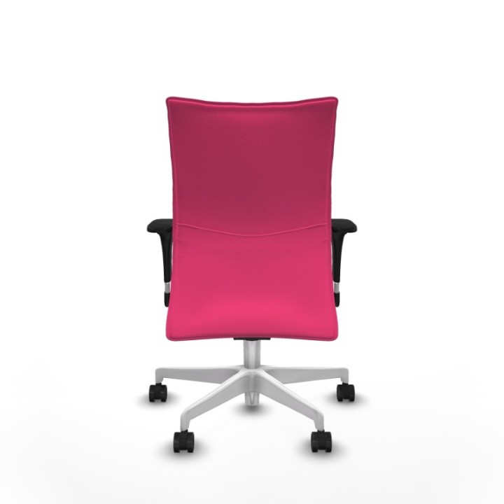 Albacete confidente sincro similpiel rosa brazos 1D base blanca ruedas 65 mm nailon