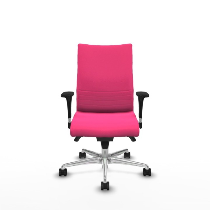 Albacete confidente sincro similpiel rosa brazos 1D base aluminio ruedas 65 mm nailon