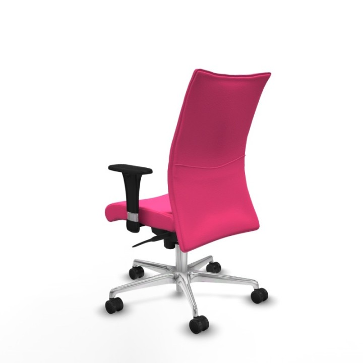 Albacete confidente sincro similpiel rosa brazos 1D base aluminio ruedas 65 mm nailon