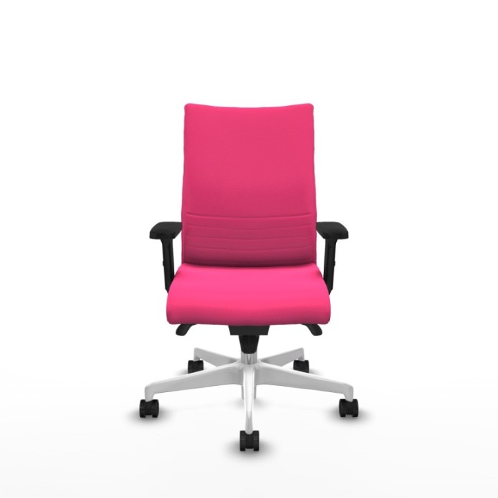 Albacete confidente sincro similpiel rosa brazos 2D base blanca ruedas 65 mm nailon