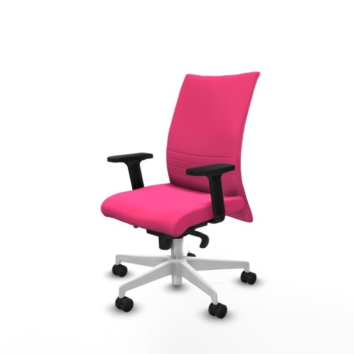 Albacete confidente sincro similpiel rosa brazos 2D base blanca ruedas 65 mm nailon