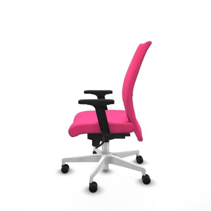 Albacete confidente sincro similpiel rosa brazos 2D base blanca ruedas 65 mm nailon