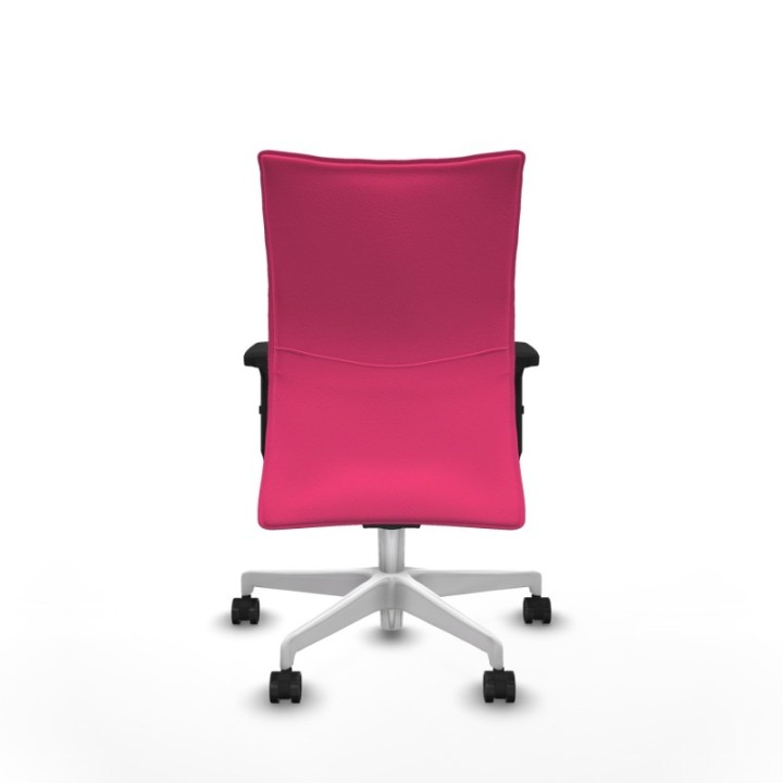 Albacete confidente sincro similpiel rosa brazos 2D base blanca ruedas 65 mm nailon