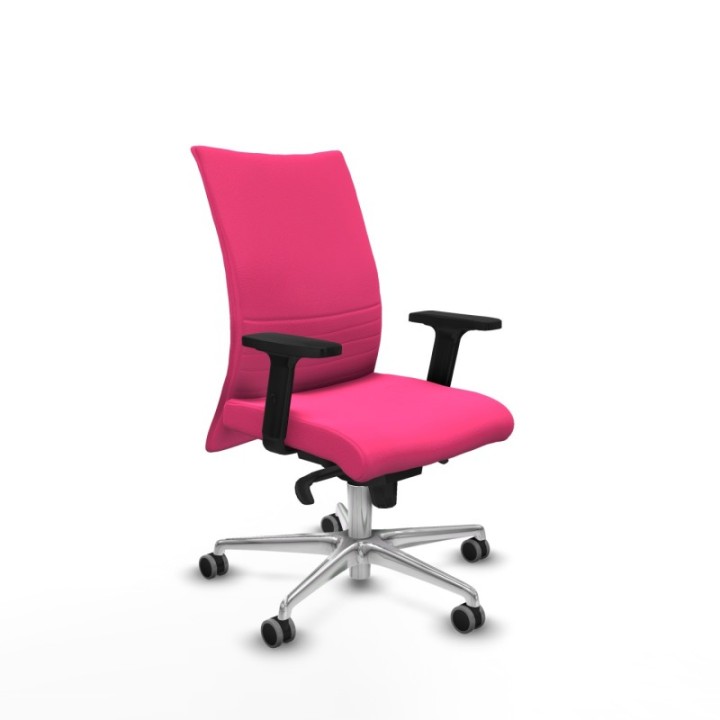 Albacete confidente sincro similpiel rosa brazos 2D base aluminio ruedas 65mm engomadas