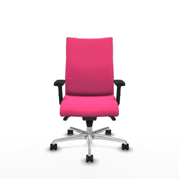 Albacete confidente sincro similpiel rosa brazos 2D base aluminio ruedas 65 mm nailon