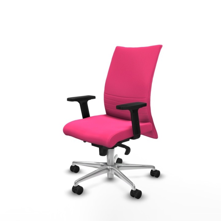 Albacete confidente sincro similpiel rosa brazos 2D base aluminio ruedas 65 mm nailon