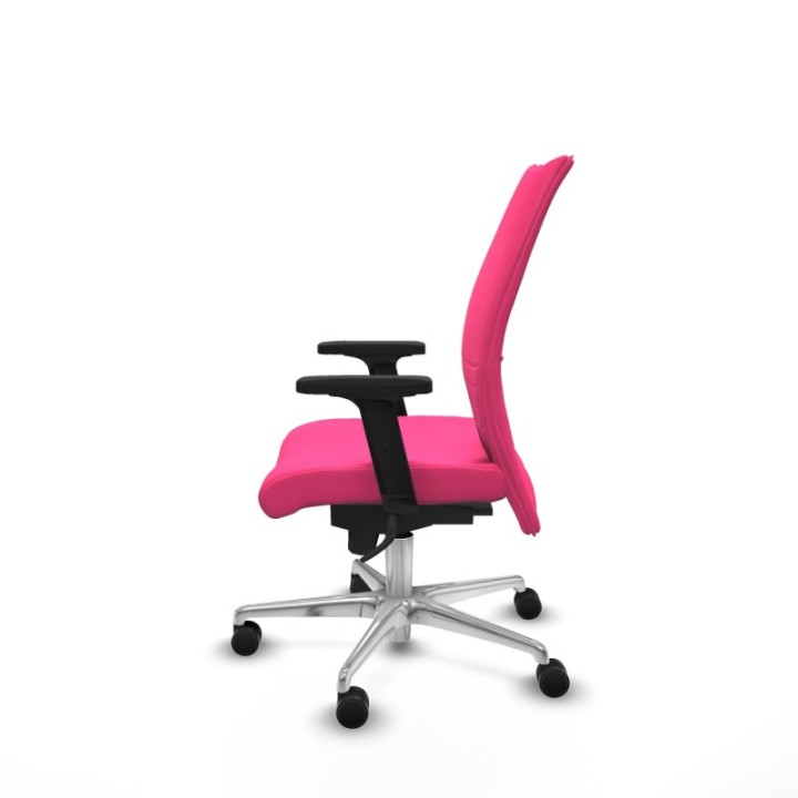 Albacete confidente sincro similpiel rosa brazos 2D base aluminio ruedas 65 mm nailon