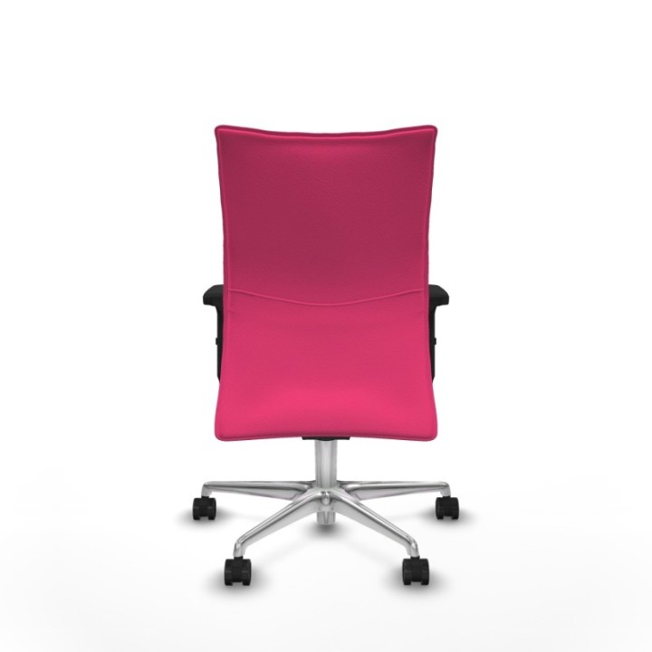 Albacete confidente sincro similpiel rosa brazos 2D base aluminio ruedas 65 mm nailon