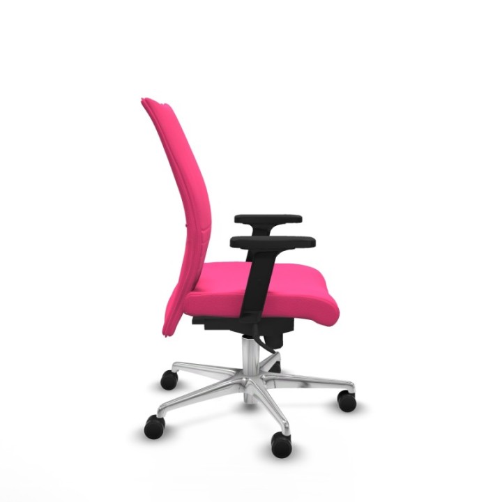 Albacete confidente sincro similpiel rosa brazos 2D base aluminio ruedas 65 mm nailon