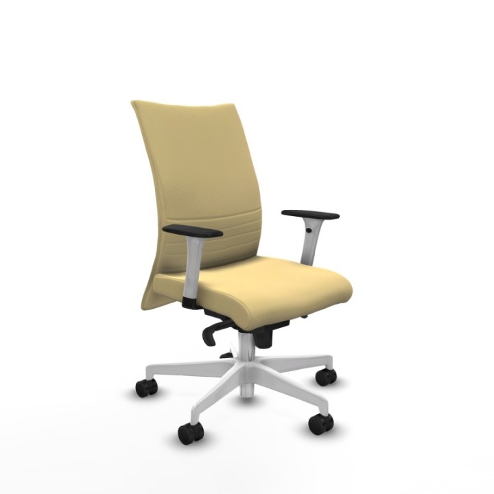 Albacete confidente sincro similpiel crema brazos 1D blancos base blanca ruedas 65 mm nailon