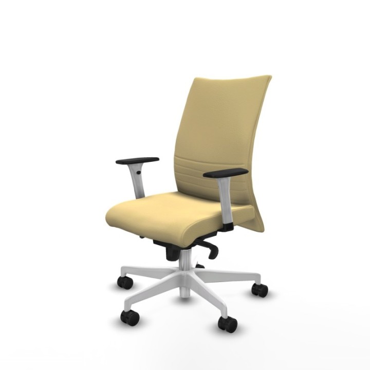 Albacete confidente sincro similpiel crema brazos 1D blancos base blanca ruedas 65 mm nailon