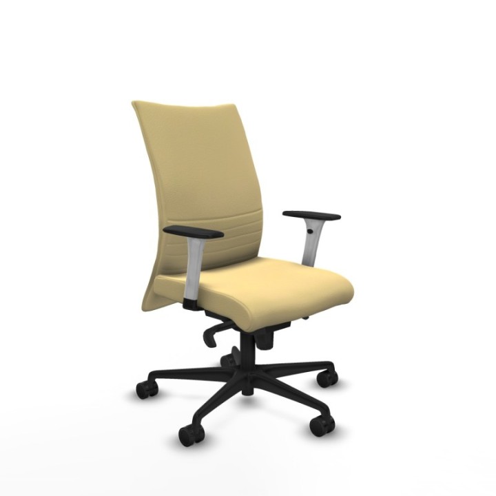 Albacete confidente sincro similpiel crema brazos 1D blancos base nailon ruedas 65 mm nailon