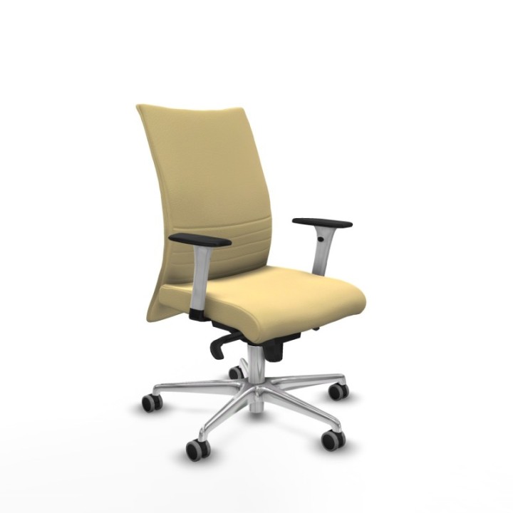 Albacete confidente sincro similpiel crema brazos 1D blancos base aluminio ruedas 65mm engomadas