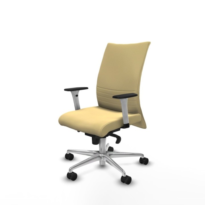 Albacete confidente sincro similpiel crema brazos 1D blancos base aluminio ruedas 65 mm nailon