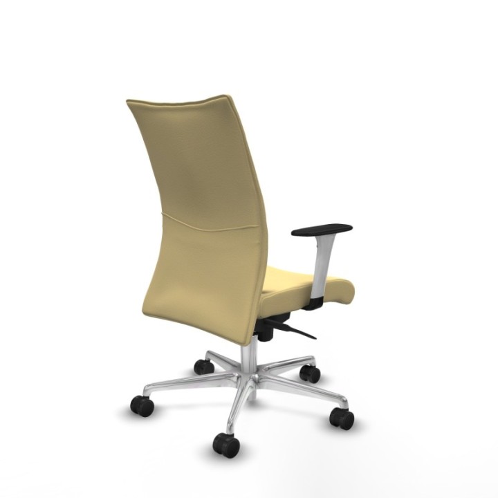 Albacete confidente sincro similpiel crema brazos 1D blancos base aluminio ruedas 65 mm nailon