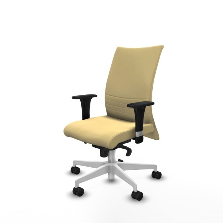 Albacete confidente sincro similpiel crema brazos 1D base blanca ruedas 65 mm nailon