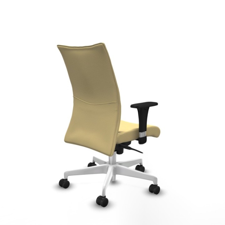 Albacete confidente sincro similpiel crema brazos 1D base blanca ruedas 65 mm nailon