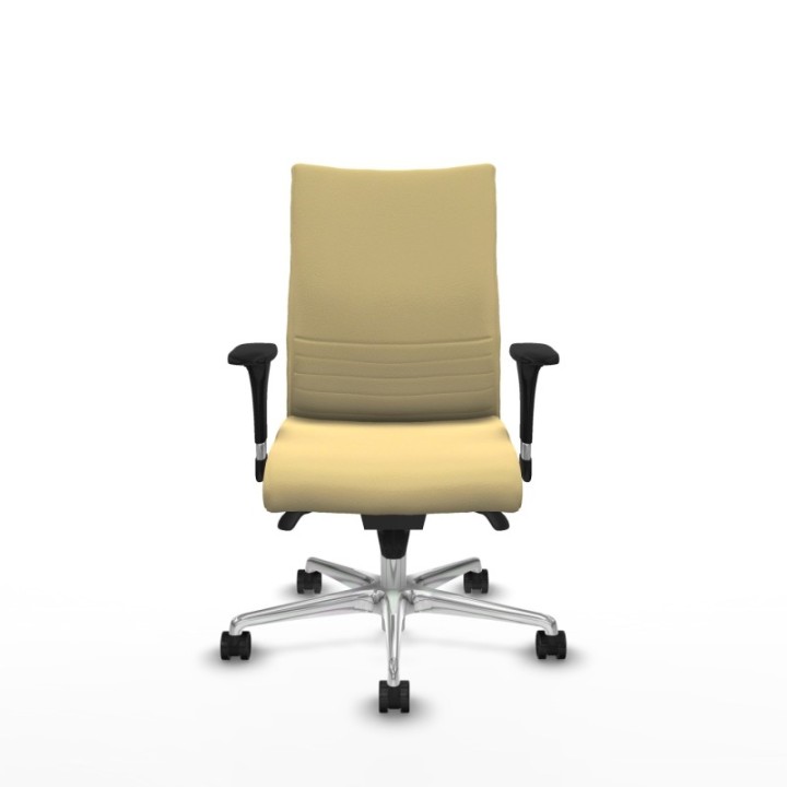 Albacete confidente sincro similpiel crema brazos 1D base aluminio ruedas 65 mm nailon