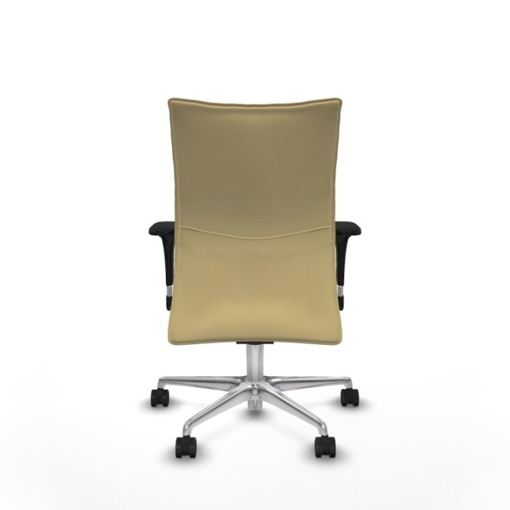 Albacete confidente sincro similpiel crema brazos 1D base aluminio ruedas 65 mm nailon