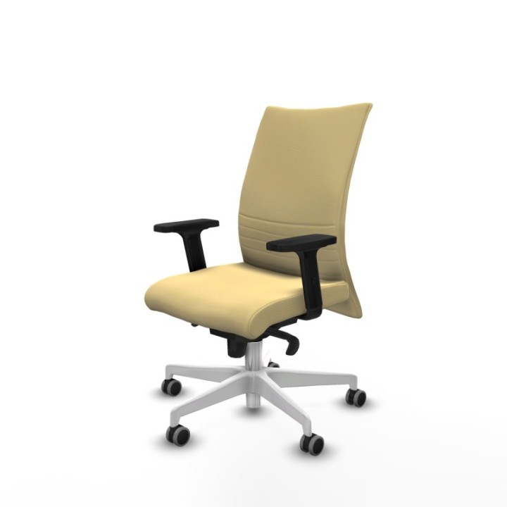 Albacete confidente sincro similpiel crema brazos 2D base blanca ruedas 65mm engomadas