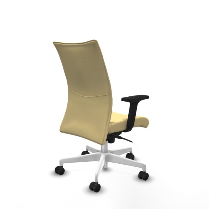 Albacete confidente sincro similpiel crema brazos 2D base blanca ruedas 65 mm nailon