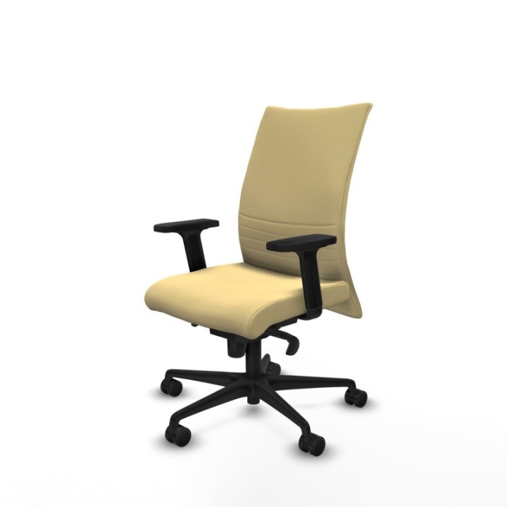 Albacete confidente sincro similpiel crema brazos 2D base nailon ruedas 65 mm nailon