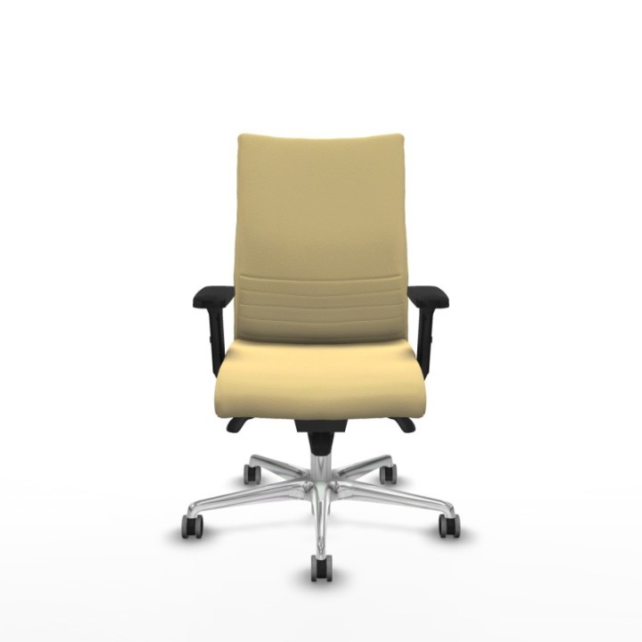 Albacete confidente sincro similpiel crema brazos 2D base aluminio ruedas 65mm engomadas