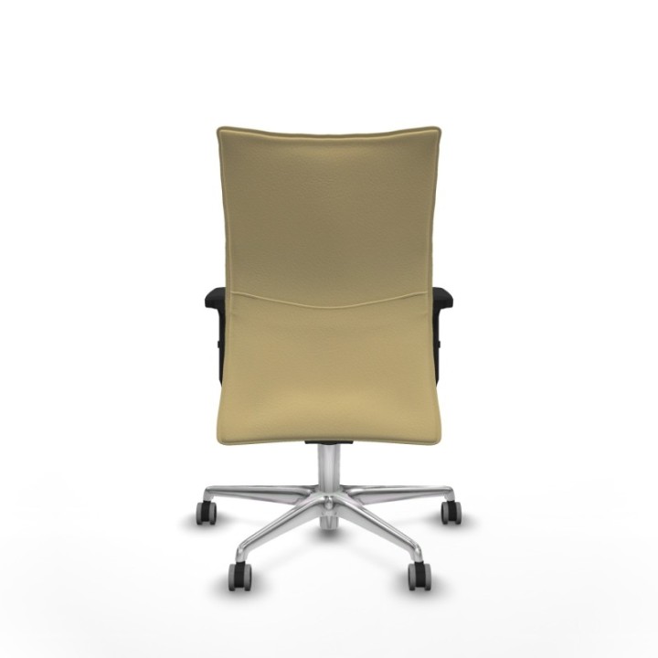 Albacete confidente sincro similpiel crema brazos 2D base aluminio ruedas 65mm engomadas