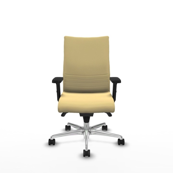 Albacete confidente sincro similpiel crema brazos 2D base aluminio ruedas 65 mm nailon