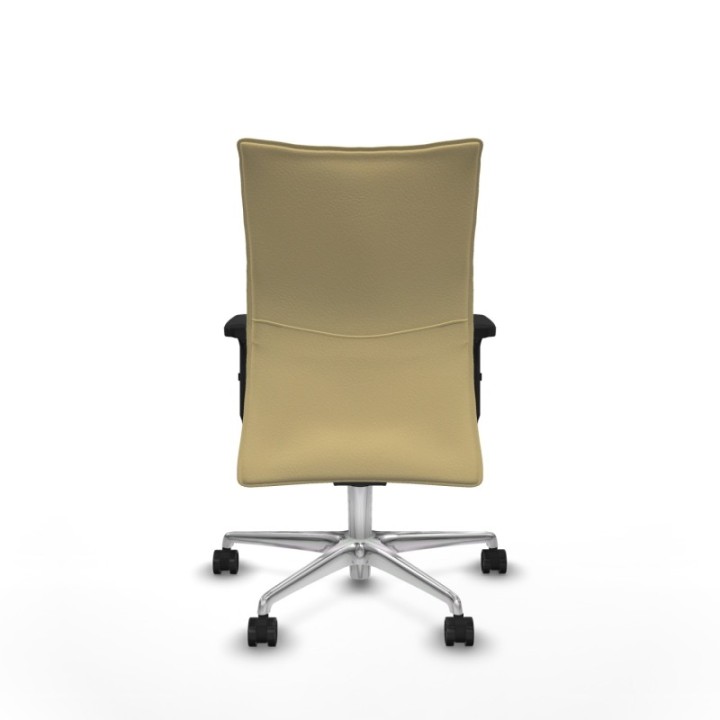 Albacete confidente sincro similpiel crema brazos 2D base aluminio ruedas 65 mm nailon