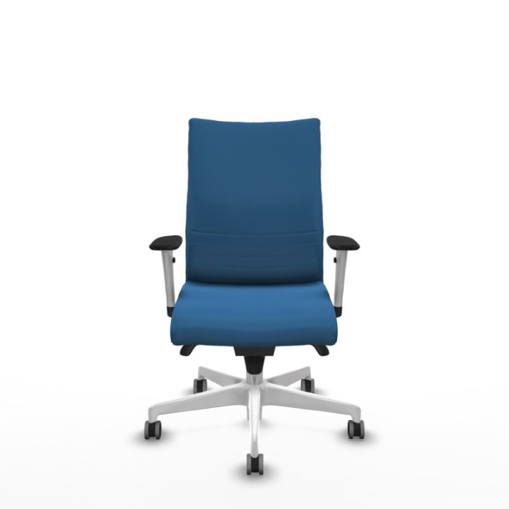 Albacete confidente sincro similpiel azul claro brazos 1D blancos base blanca ruedas 65mm engomadas