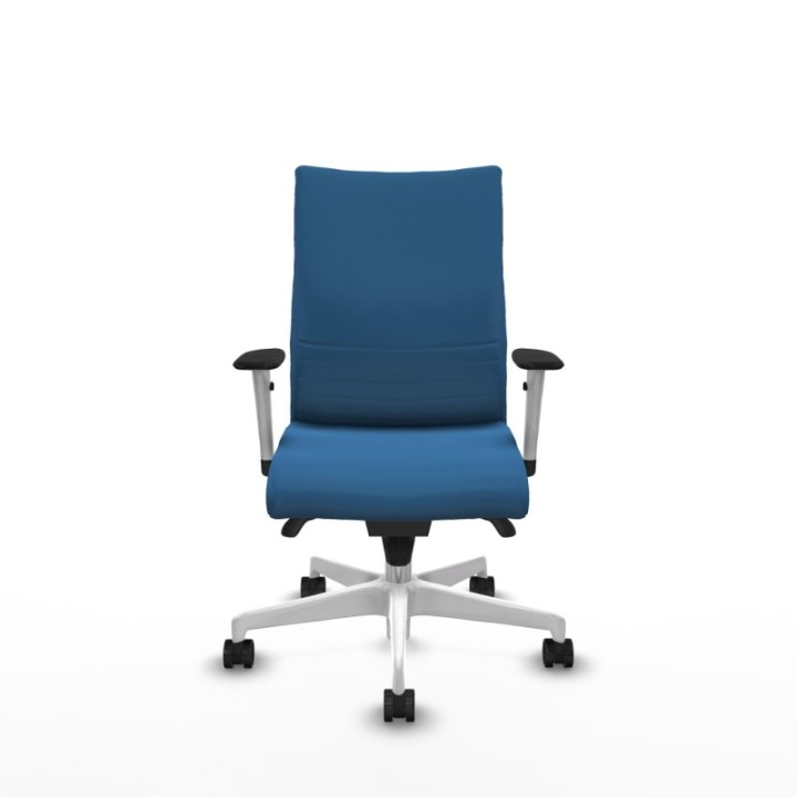 Albacete confidente sincro similpiel azul claro brazos 1D blancos base blanca ruedas 65 mm nailon