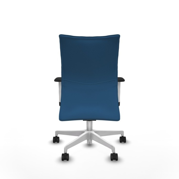 Albacete confidente sincro similpiel azul claro brazos 1D blancos base blanca ruedas 65 mm nailon