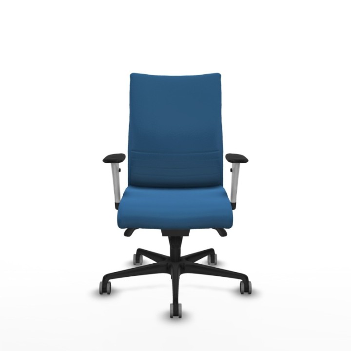 Albacete confidente sincro similpiel azul claro brazos 1D blancos base nailon ruedas 65mm engomadas